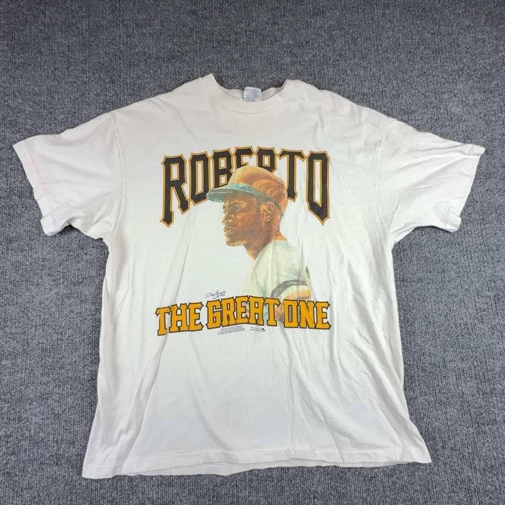 Vintage Pittsburgh Pirates Shirt Mens XL White MLB Roberto Clemente 90s Hanes